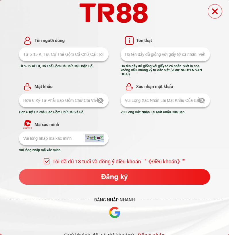 Đăng ký tr88