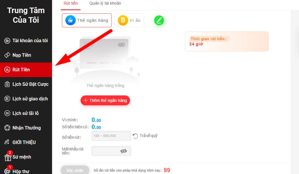 HƯỚNG DẪN RÚT TIỀN TR88